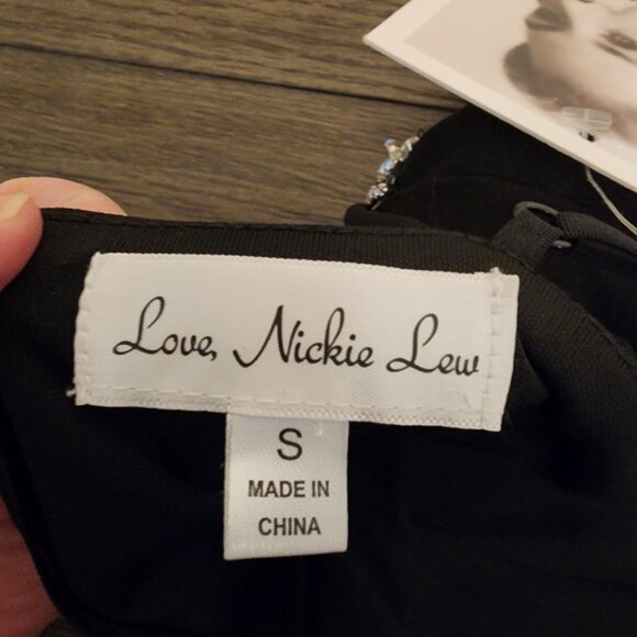 LOVE, NICKIE LEW Rhinestone Fringe Cocktail Minidress NWT BLACK  SMALL SNAGS - Picture 8 of 12